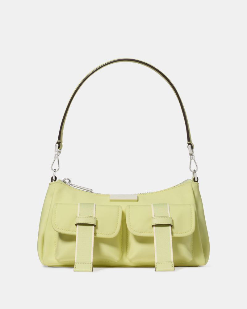 Kate Spade,Carter Ksnyl Cargo Crossbody Bag,Recycled Polyester,Polyester,Nylon,Shoulder Bag,Metal,Logo,Silver Metal,Casual,Green