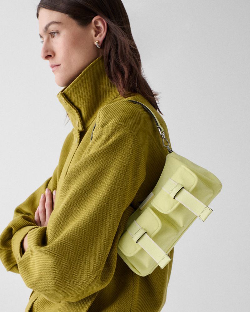 Kate Spade,Carter Ksnyl Cargo Crossbody Bag,Recycled Polyester,Polyester,Nylon,Shoulder Bag,Metal,Logo,Silver Metal,Casual,Green