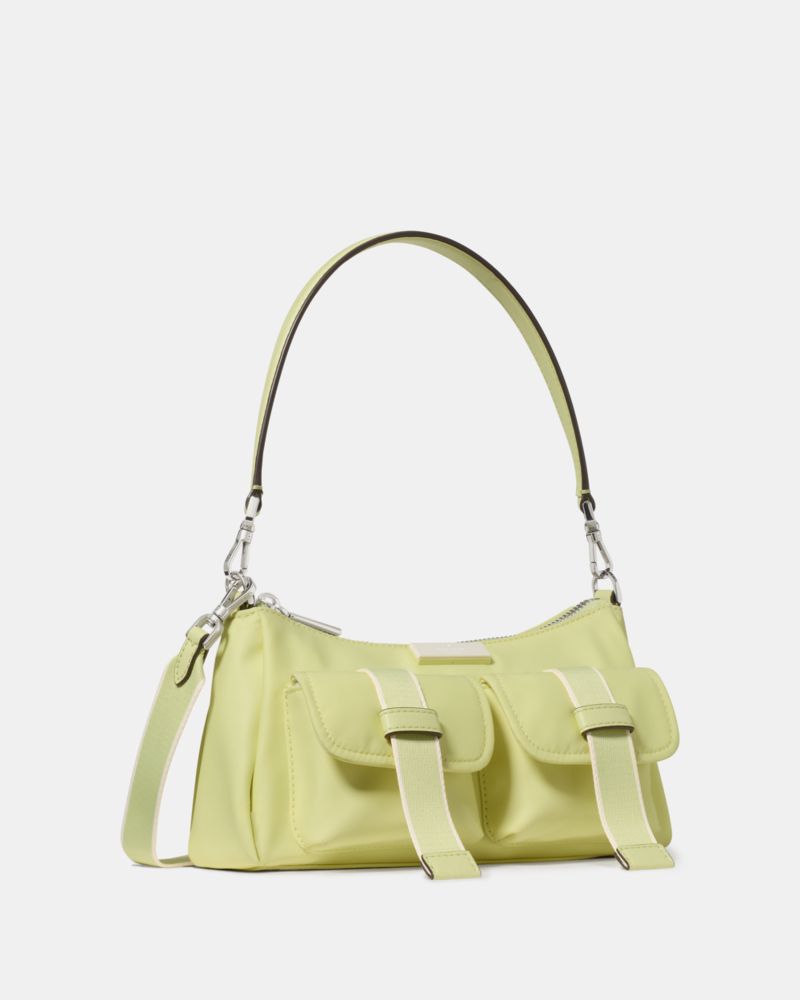 Kate Spade,Carter Ksnyl Cargo Crossbody Bag,Recycled Polyester,Polyester,Nylon,Shoulder Bag,Metal,Logo,Silver Metal,Casual,Green