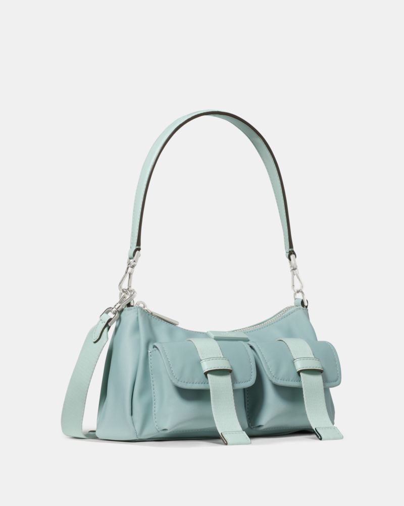 Kate Spade,Carter Ksnyl Cargo Crossbody Bag,Recycled Polyester,Polyester,Nylon,Shoulder Bag,Metal,Logo,Silver Metal,Casual,Blue