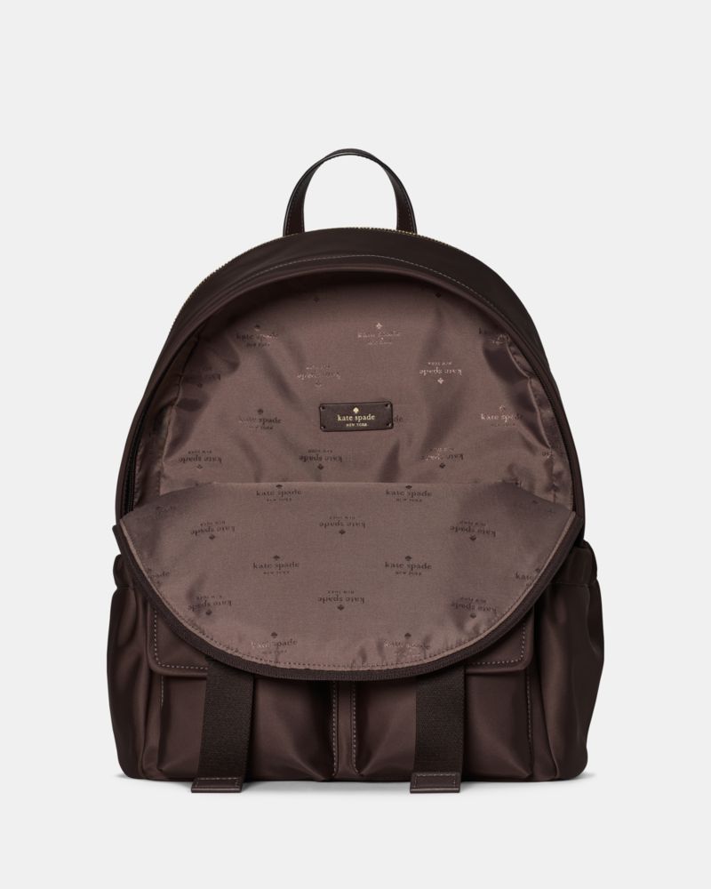 Kate Spade,Carter Ksnyl Cargo Large Backpack,Recycled Polyester,Nylon,Backpack,Metal,Logo,Sustainable,Casual,