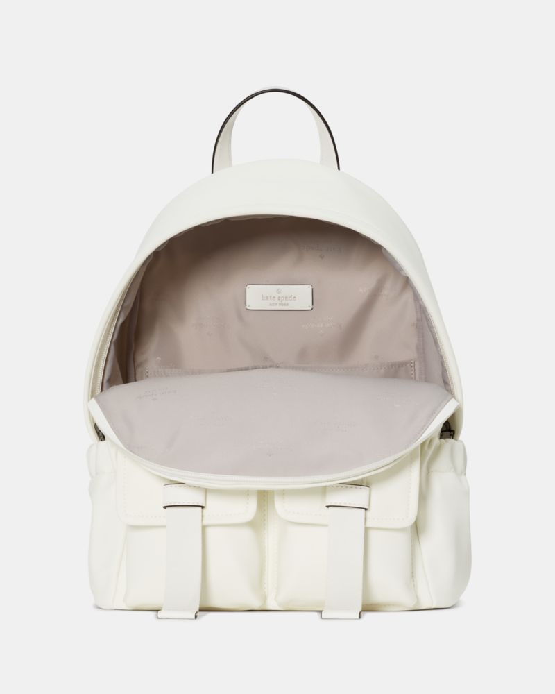 Kate Spade,Carter Ksnyl Cargo Backpack,Polyester,Nylon,Backpack,Metal,Logo,Casual,White