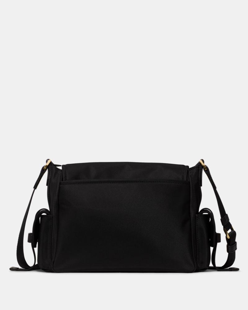 Kate Spade,Carter Ksnyl Cargo Messenger Bag,Nylon,Polyester,Messenger Bag,Logo,Metal,Casual,Black