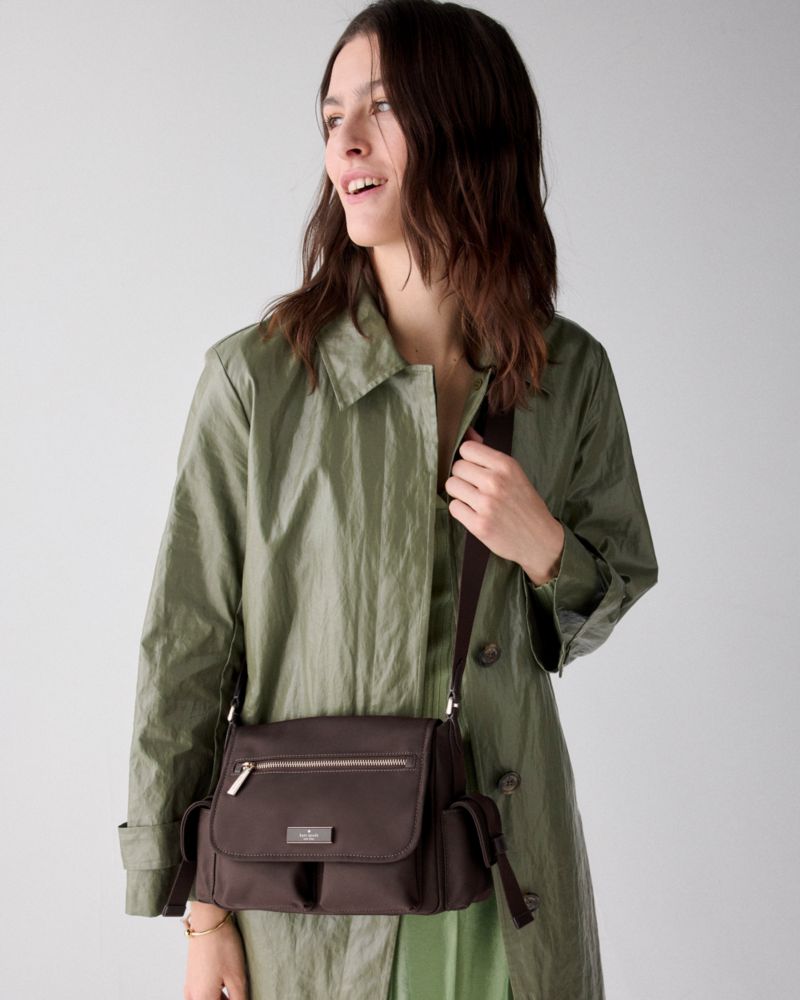 Kate Spade,Carter Nylon Messenger Cargo Crossbody Bag,Nylon,Polyester,Messenger Bag,Logo,Metal,Casual,