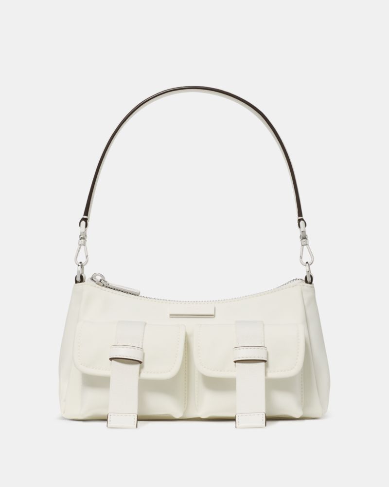 Kate Spade,Carter Ksnyl Cargo Crossbody Bag,Nylon,Shoulder Bag,Metal,Logo,Casual,White