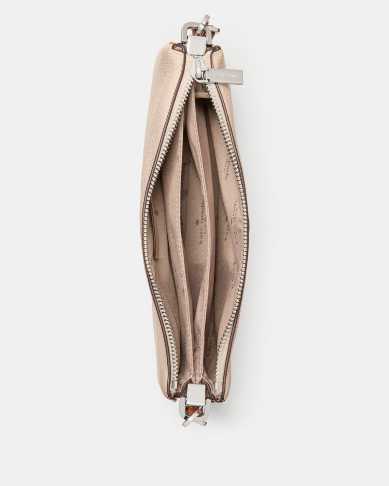 Kate Spade,Kayla Triple Crossbody Bag,Leather,Crossbody,Metal Material,Logo,Metal,Piping,Day Party,Cream