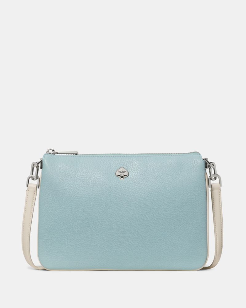 Kate Spade,Kayla Triple Crossbody Bag,Leather,Crossbody,Metal Material,Logo,Metal,Piping,Day Party,Blue