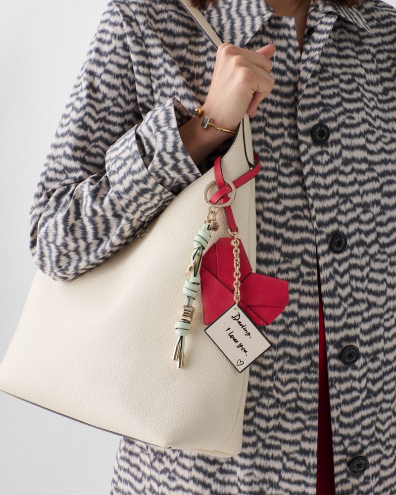 Kate Spade,Enamel Spade Knott Bag Charm,Bag Charm,PVC,Metal,Logo,Key Ring,Gold Metal,Green