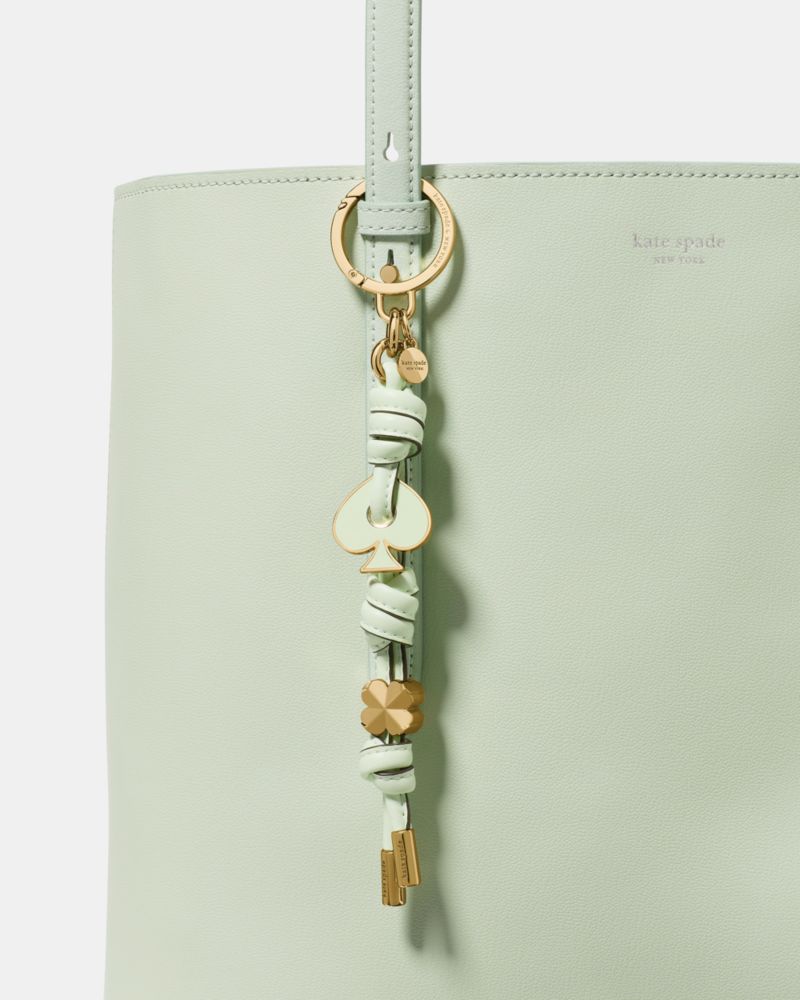 Kate Spade,Enamel Spade Knott Bag Charm,Bag Charm,PVC,Metal,Logo,Key Ring,Gold Metal,Green