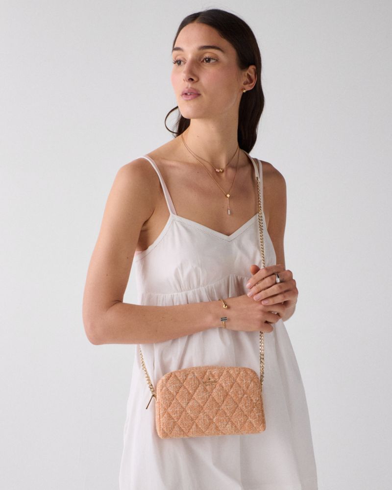 Kate Spade,キャリー ツイード ミニ カメラ バッグ,ショルダー・クロスボディ,オレンジジャスパーマルチ