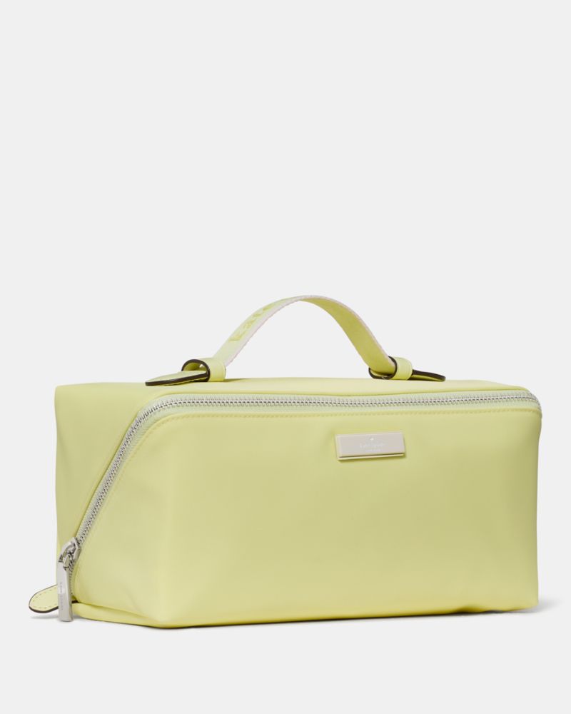 Kate Spade,Carter Nylon Travel Cosmetic,Nylon,Polyester,Makeup Bag,Metal,Compact,Lined,Travel,Green