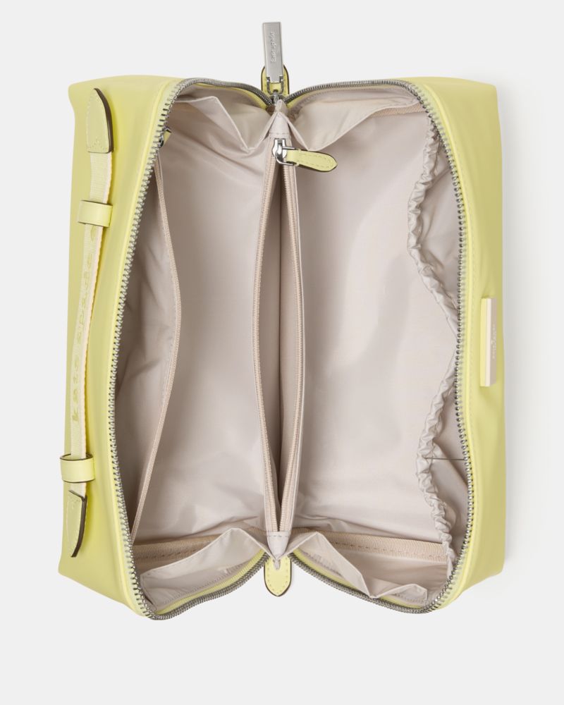 Kate Spade,Carter Nylon Travel Cosmetic,Nylon,Polyester,Makeup Bag,Metal,Compact,Lined,Travel,Green