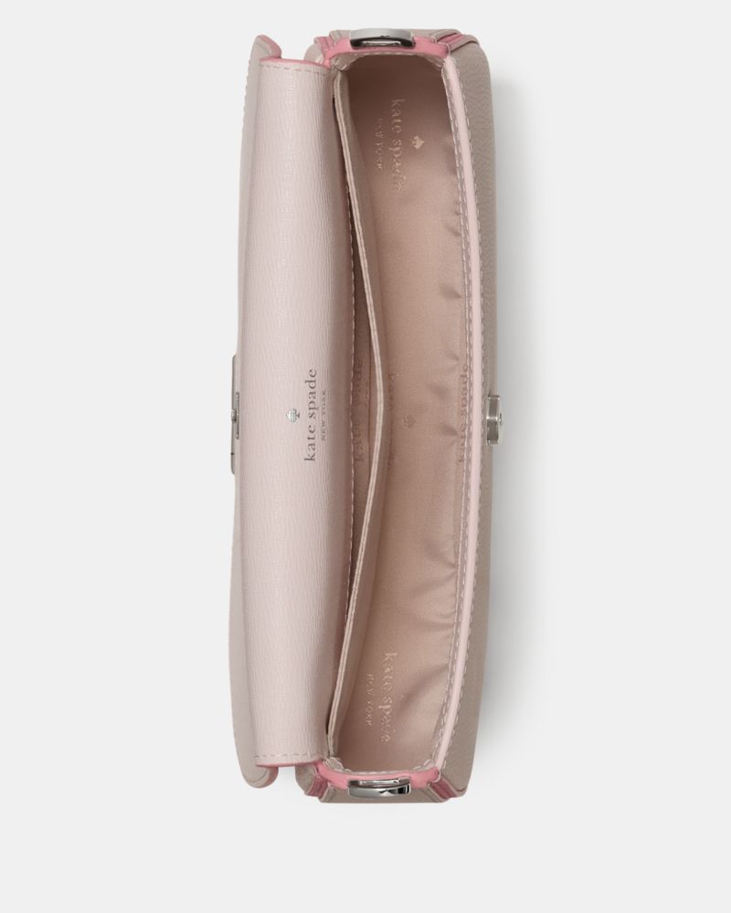 Kate Spade,Quinn Mini Crossbody Bag,Leather,Saddle Bag,Piping,Casual,Pink