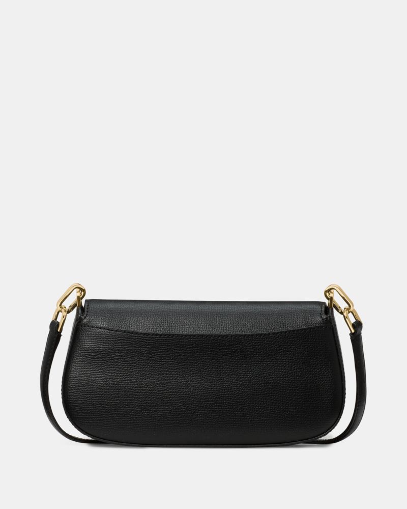 Kate Spade,Quinn Mini Crossbody Bag,Leather,Saddle Bag,Silver Metal,Casual,Black