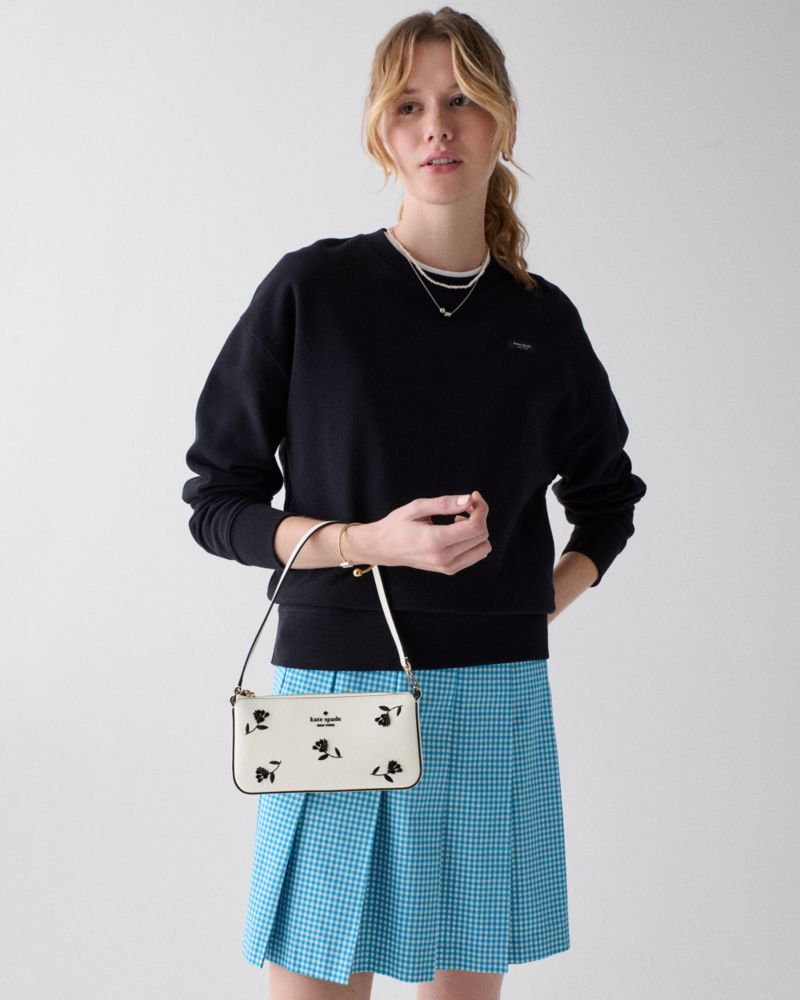 Kate Spade,Gemini Floral Mini Bag,Leather,Wristlet,Shoulder Bag,Metal,Logo,Gold Metal,Casual,White