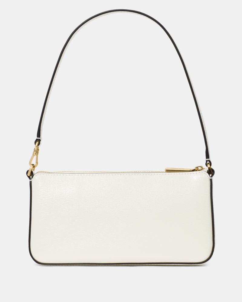 Kate Spade,Gemini Floral Mini Bag,Leather,Wristlet,Shoulder Bag,Metal,Logo,Gold Metal,Casual,White