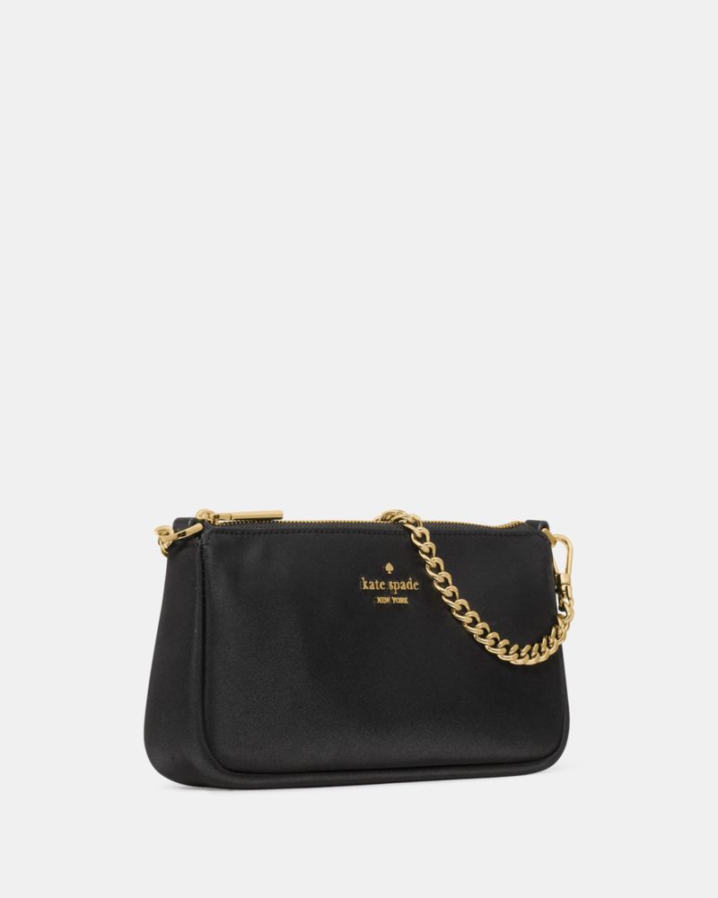 Kate Spade,Gemini Nylon Mini Bag,Nylon,Wristlet,Shoulder Bag,Metal,Logo,Gold Metal,Day Party,Black