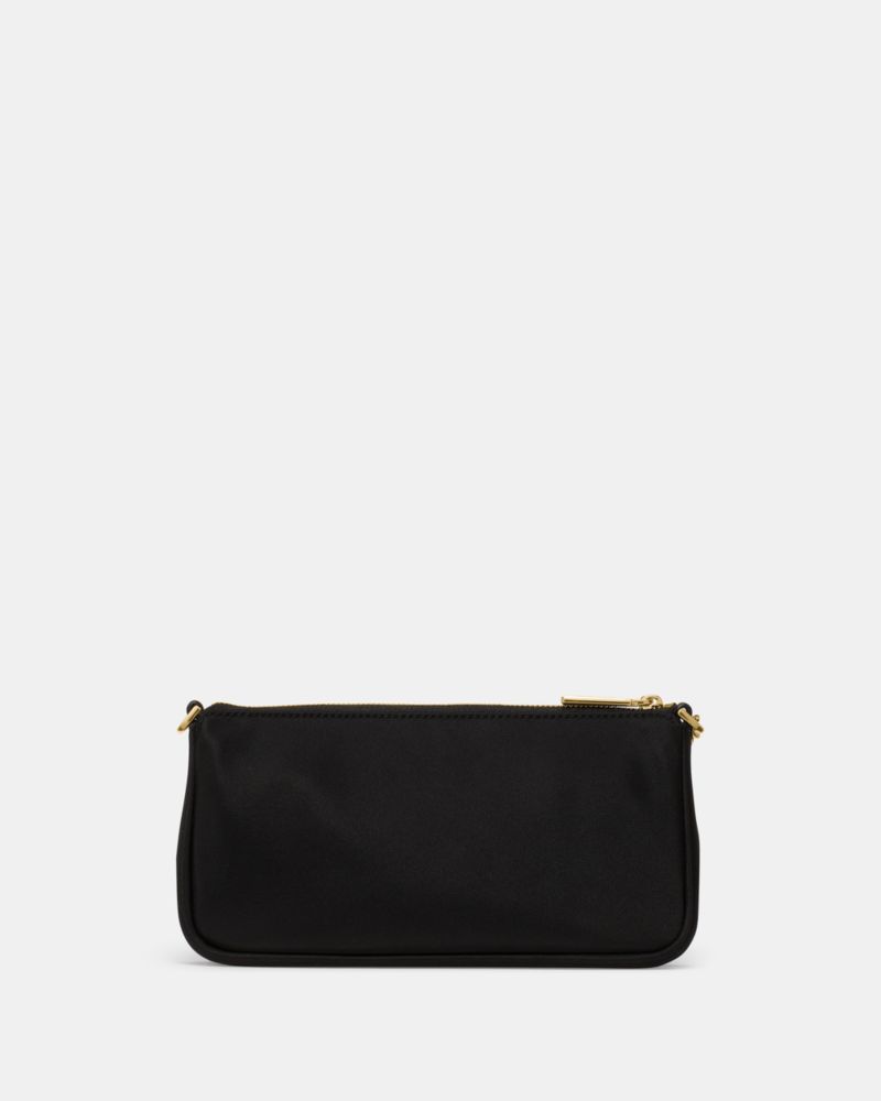 Kate Spade,Gemini Nylon Mini Bag,Nylon,Wristlet,Shoulder Bag,Metal,Logo,Gold Metal,Day Party,Black