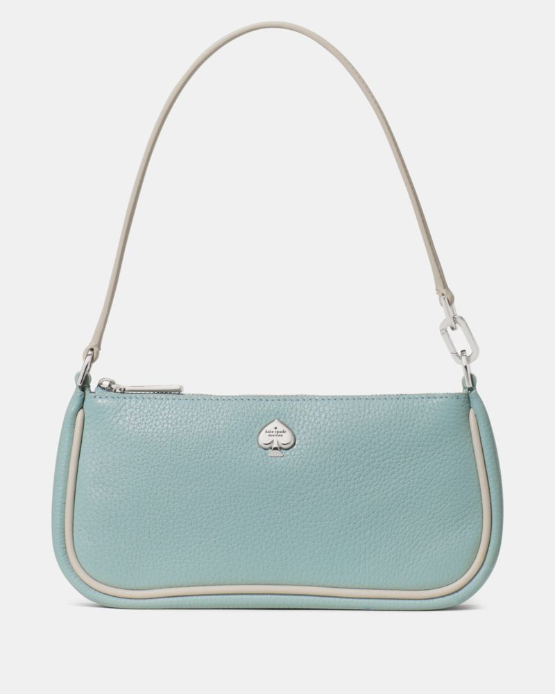 Kate Spade,Kayla Mini Bag,Leather,Shoulder Bag,Wristlet,Metal,Logo,Piping,Casual,Turquoise