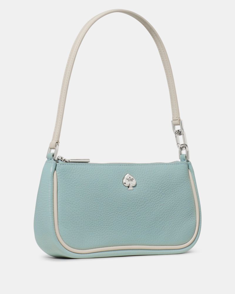 Kate Spade,Kayla Mini Bag,Leather,Shoulder Bag,Wristlet,Metal,Logo,Piping,Casual,Turquoise