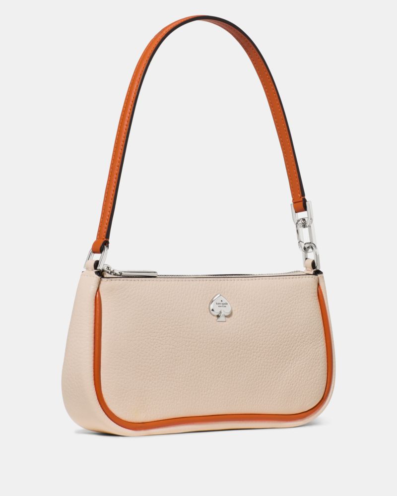 Kate Spade,Kayla Mini Bag,Leather,Shoulder Bag,Wristlet,Metal,Logo,Piping,Casual,Cream