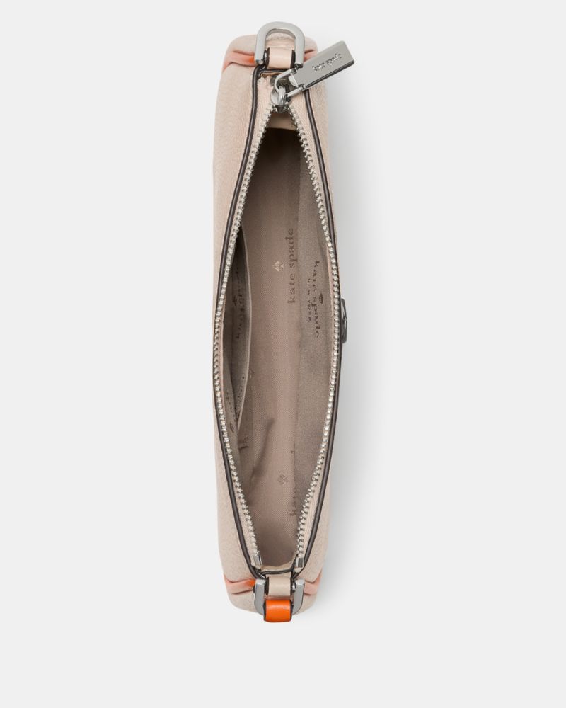 Kate Spade,Kayla Mini Bag,Leather,Shoulder Bag,Wristlet,Metal,Logo,Piping,Casual,Cream