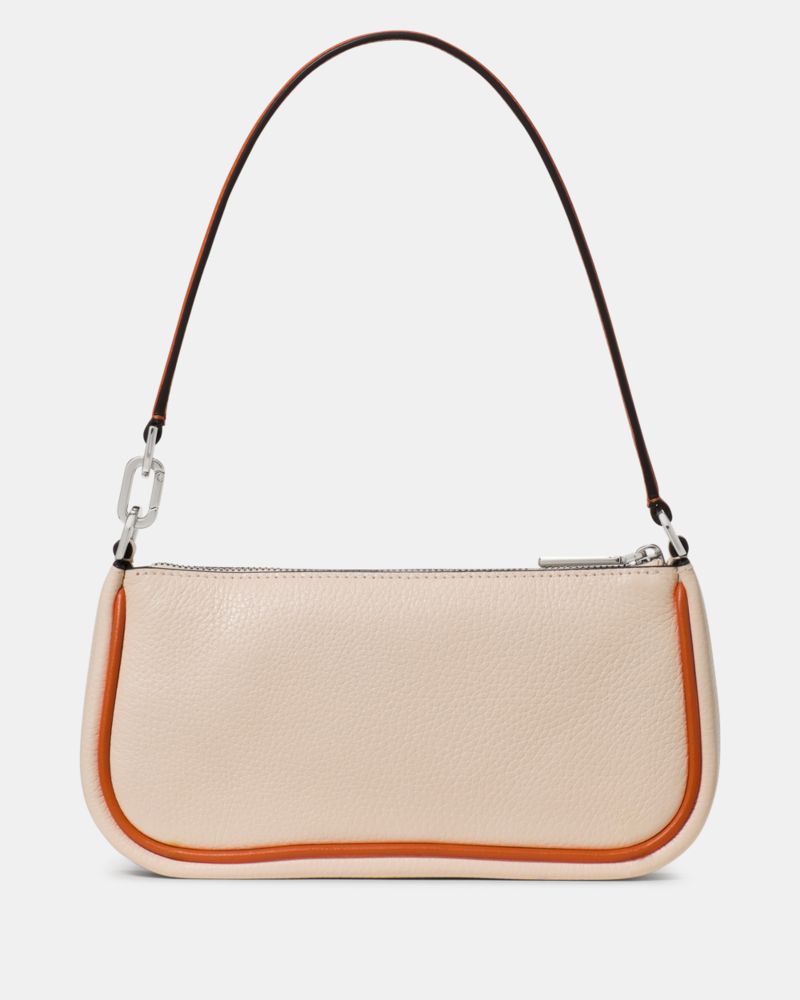 Kate Spade,Kayla Mini Bag,Leather,Shoulder Bag,Wristlet,Metal,Logo,Piping,Casual,Cream