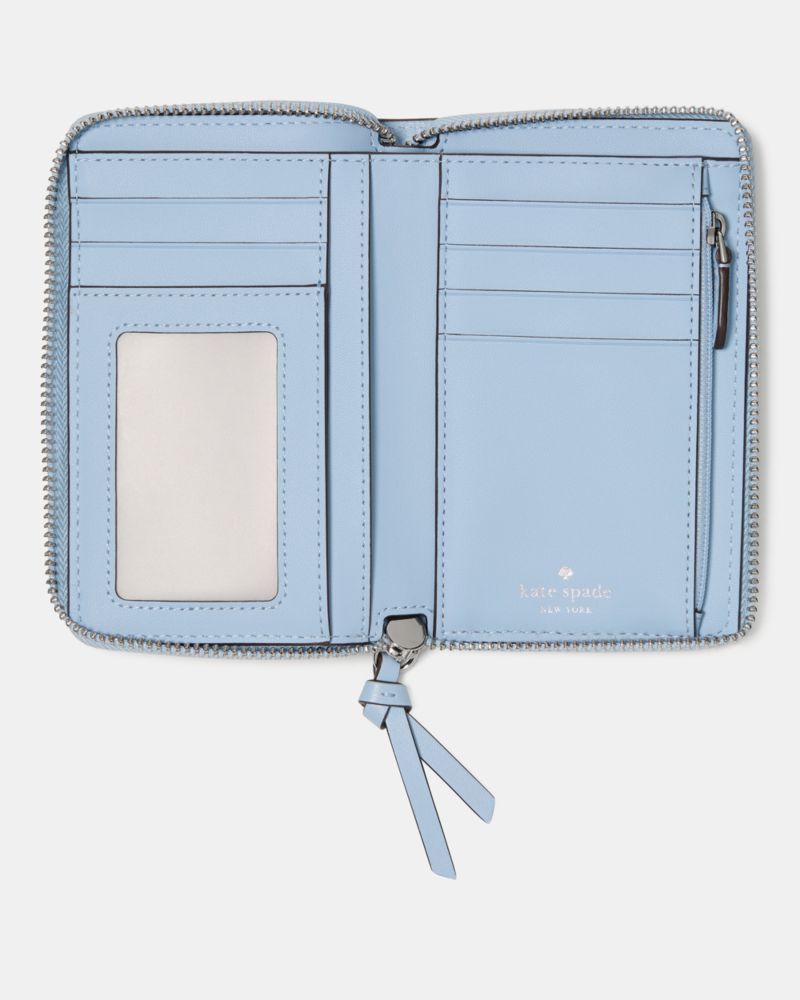 Kate Spade,Knott Medium Wallet,Leather,Bi Fold,Metal,Logo,Casual,Blue