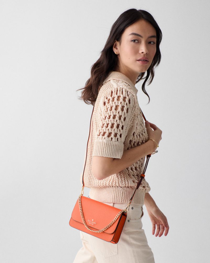 Kate Spade,Madison Willow Mini Crossbody Bag,Crossbody,PVC,Logo,Metal,Gold Metal,Day Party,Burnt Orange