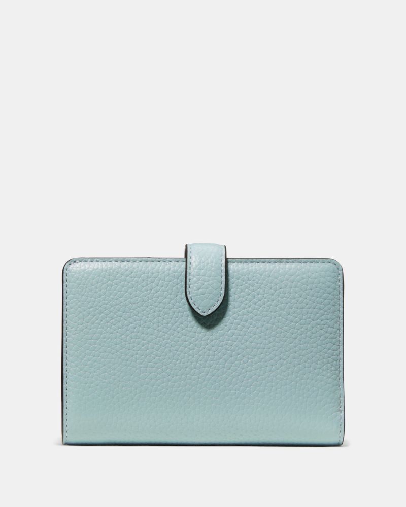 Kate Spade,Medium Bifold Wallet,Leather,Bi Fold,Logo,Metal,Casual,Blue