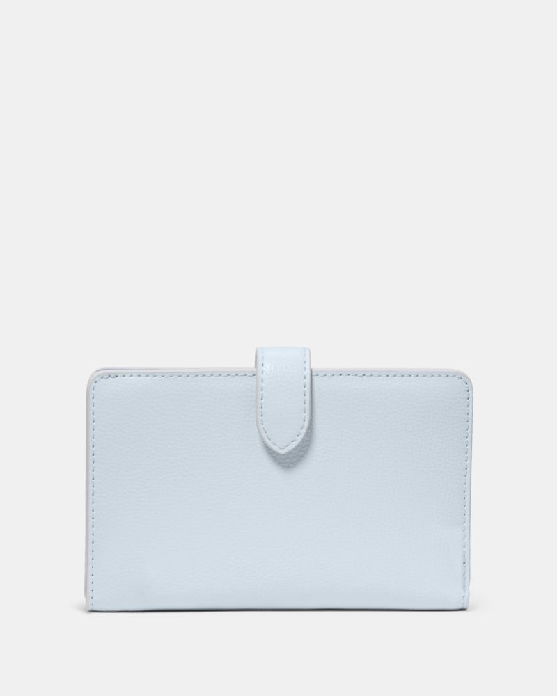 Kate Spade,Medium Bifold Wallet,Leather,Bi Fold,Metal,Logo,Casual,Blue