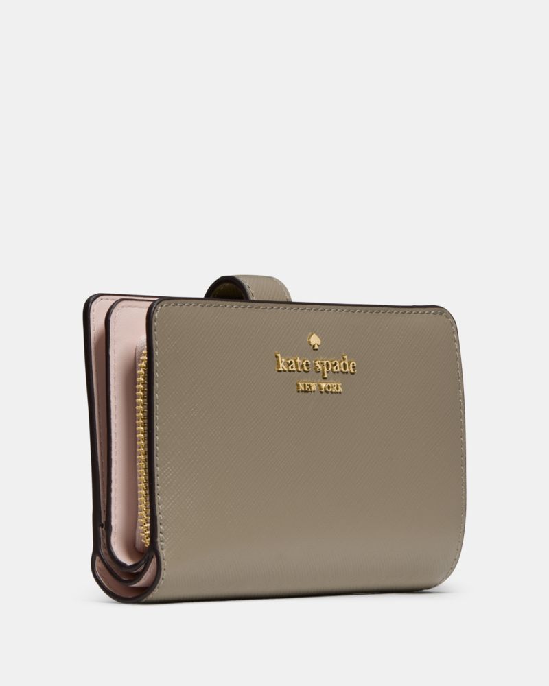 Kate Spade,Medium Bifold Wallet,Bi Fold,Metal,Logo,Casual,Brown