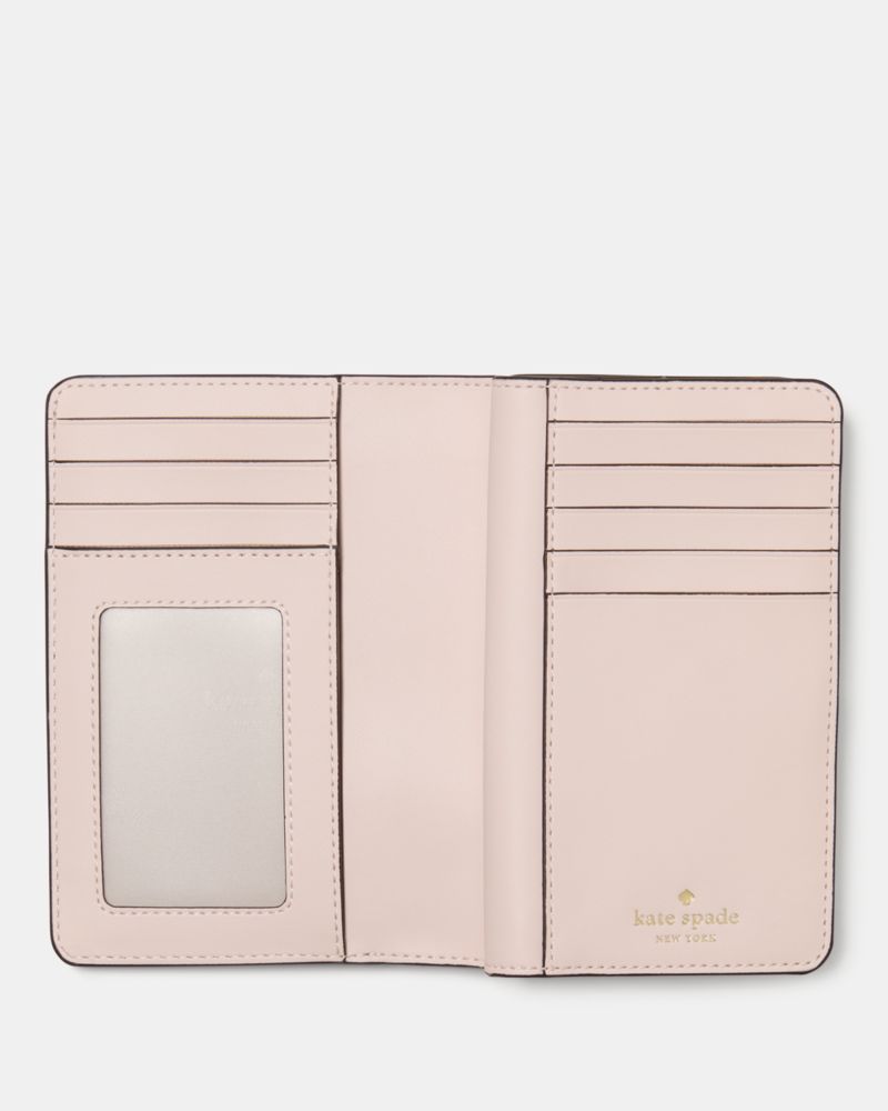 Kate Spade,Medium Bifold Wallet,Bi Fold,Metal,Logo,Casual,Brown