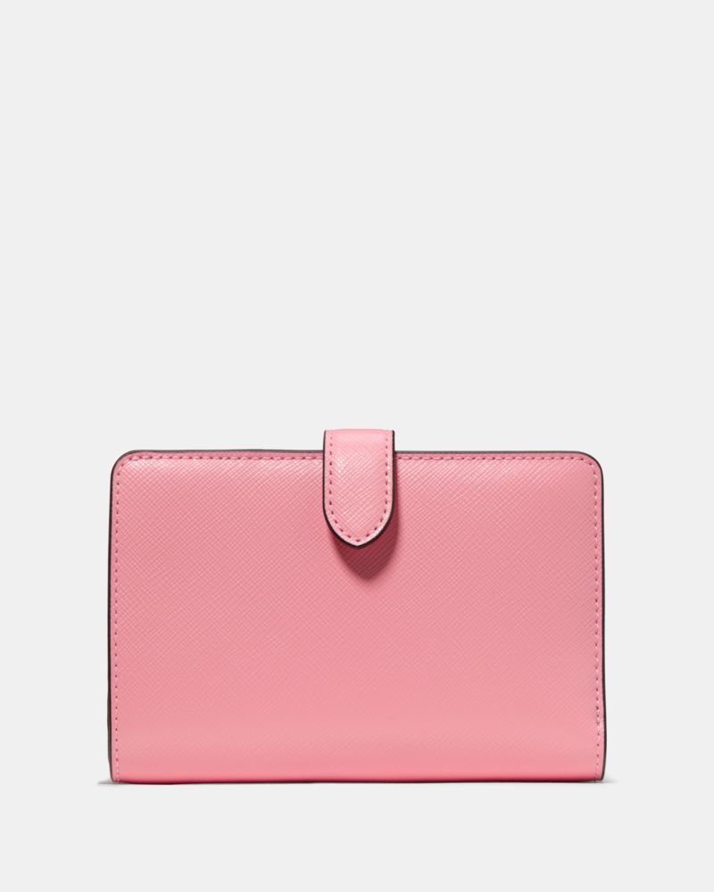 Kate Spade,Medium Bifold Wallet,Bi Fold,Metal,Logo,Casual,Pink