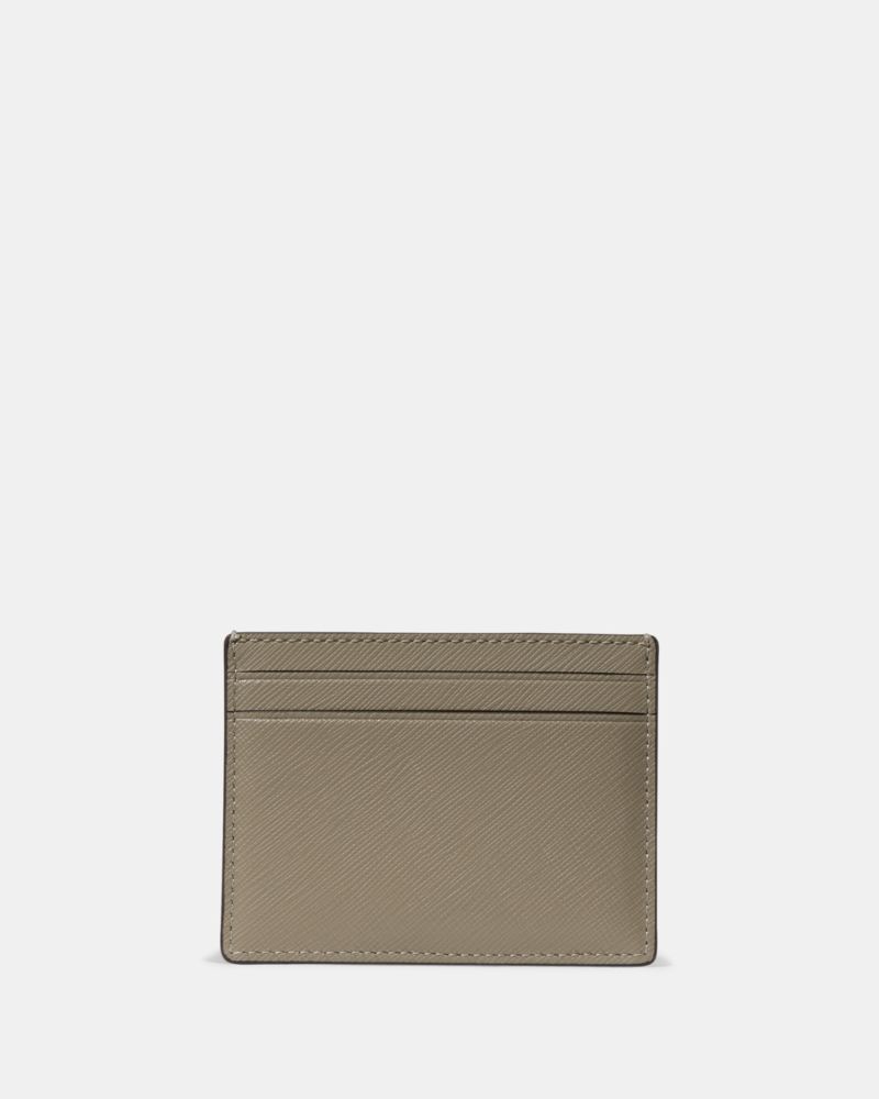 Kate Spade,Small Slim Card Holder,Leather,Card Case,Logo,Metal,Casual,Gray