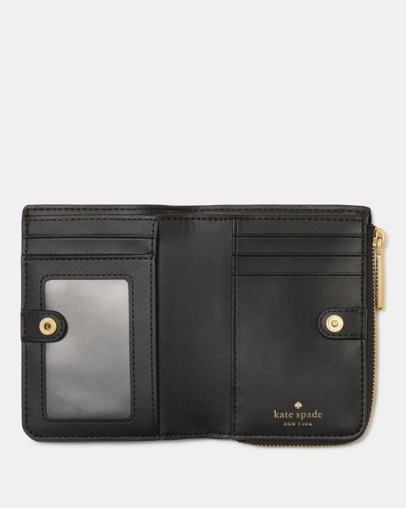 Kate Spade,Small L-Zip Wallet,Bi Fold,Metal,Logo,Casual,Black