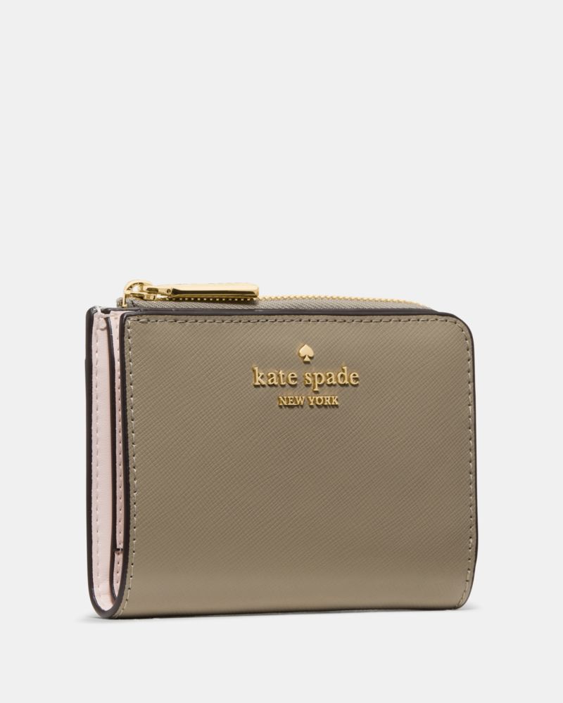 Kate Spade,Small L-Zip Wallet,Bi Fold,Metal,Logo,Casual,Olive