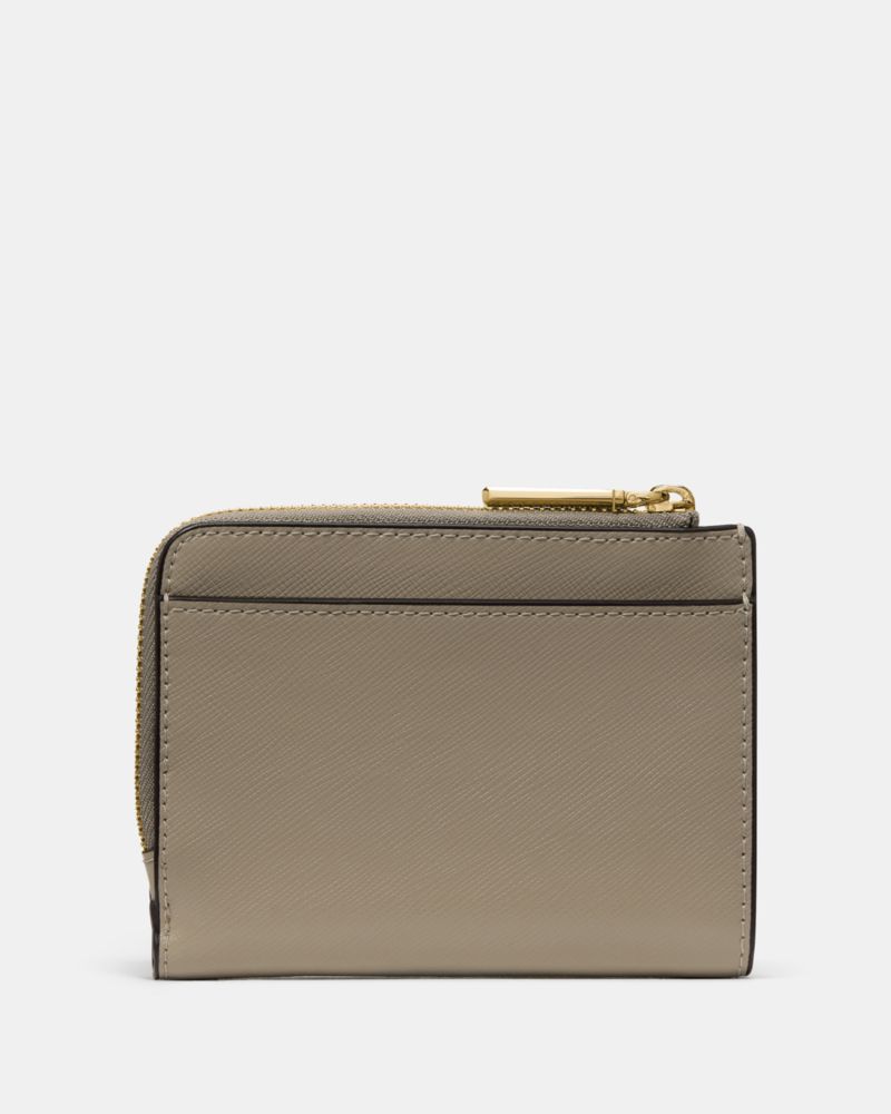 Kate Spade,Small L-Zip Wallet,Bi Fold,Metal,Logo,Casual,Olive