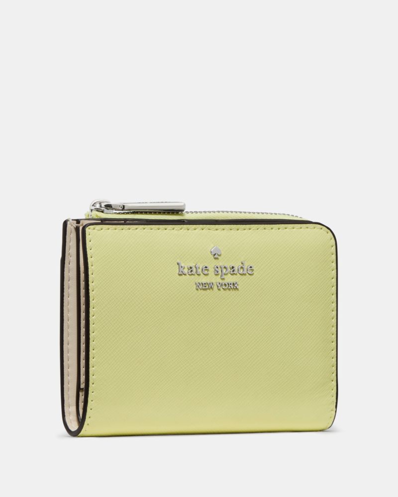 Kate Spade,Small L-Zip Wallet,Bi Fold,Metal,Logo,Casual,Green