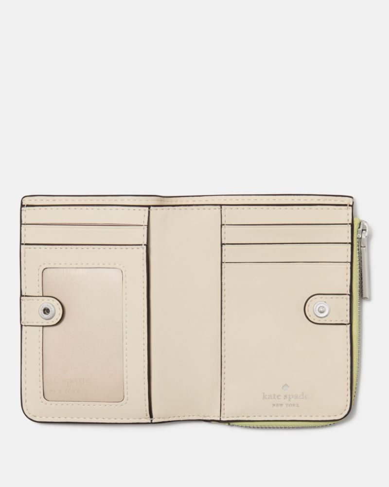 Kate Spade,Small L-Zip Wallet,Bi Fold,Metal,Logo,Casual,Green