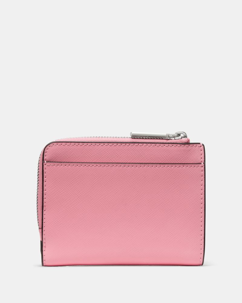 Kate Spade,Small L-Zip Wallet,Bi Fold,Metal,Logo,Casual,Pink