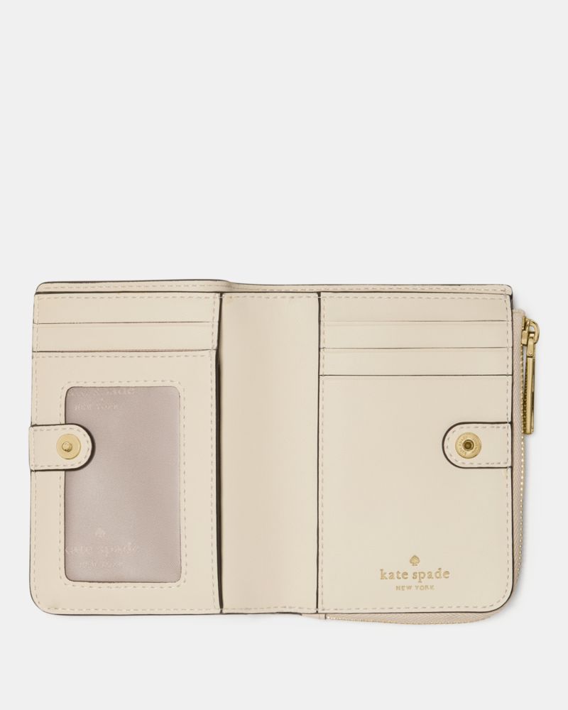 Kate Spade,Spade Flower Small L-zip Wallet,Bi Fold,PVC,Logo,Metal,Casual,