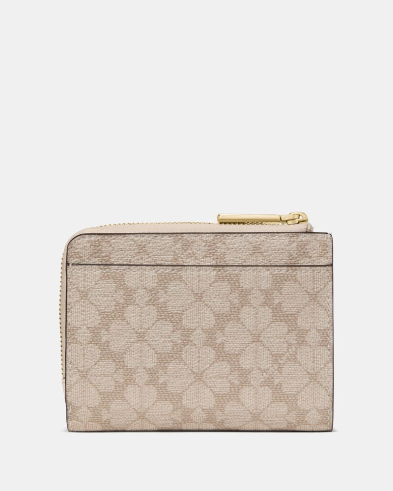 Kate Spade,Spade Flower Small L-zip Wallet,Bi Fold,PVC,Logo,Metal,Casual,