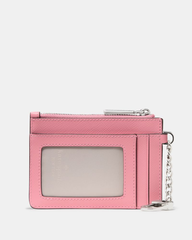 Kate Spade,Key Ring Card Holder,Leather,Coin,Card Case,Logo,Key Ring,Gold Metal,Work,Pink