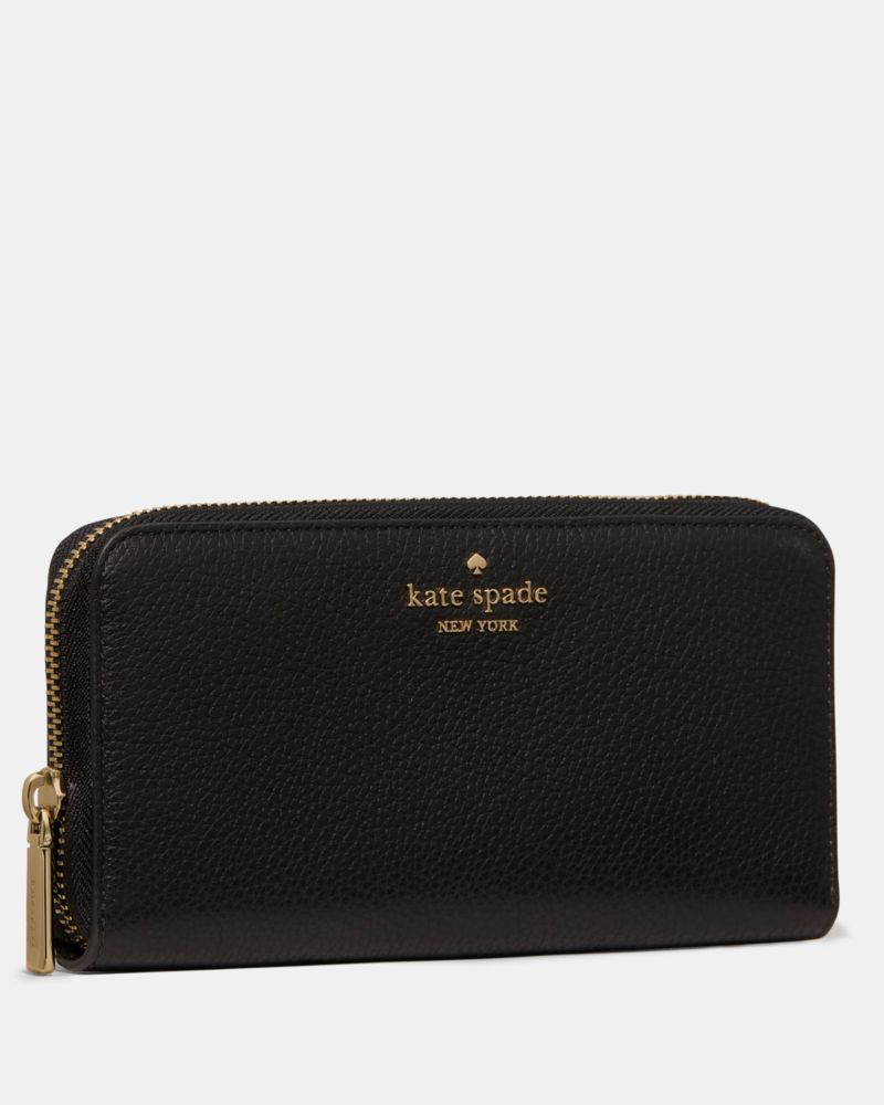 Kate Spade,Large Continental Wallet,Leather,Continental,Metal,Logo,Casual,Black