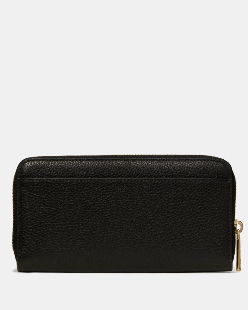 Kate Spade,Large Continental Wallet,Leather,Continental,Metal,Logo,Casual,Black