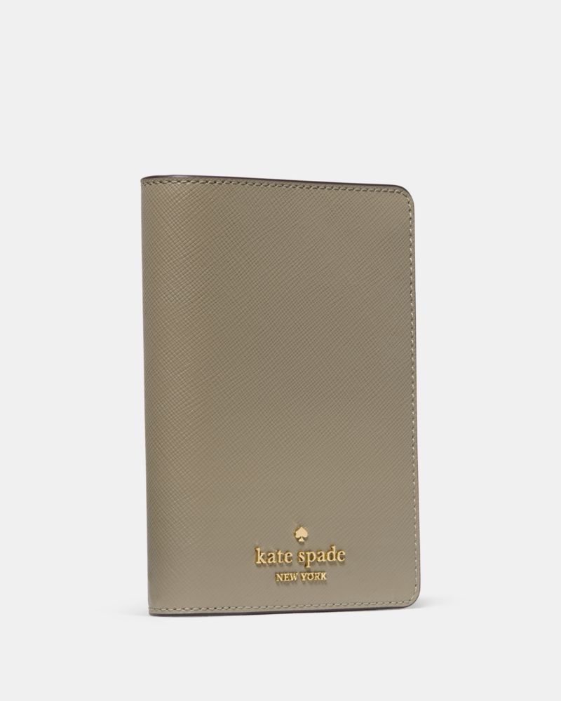 Kate Spade,Passport Holder,Leather,Bi Fold,Passport Case,Logo,Metal,Travel,Brown