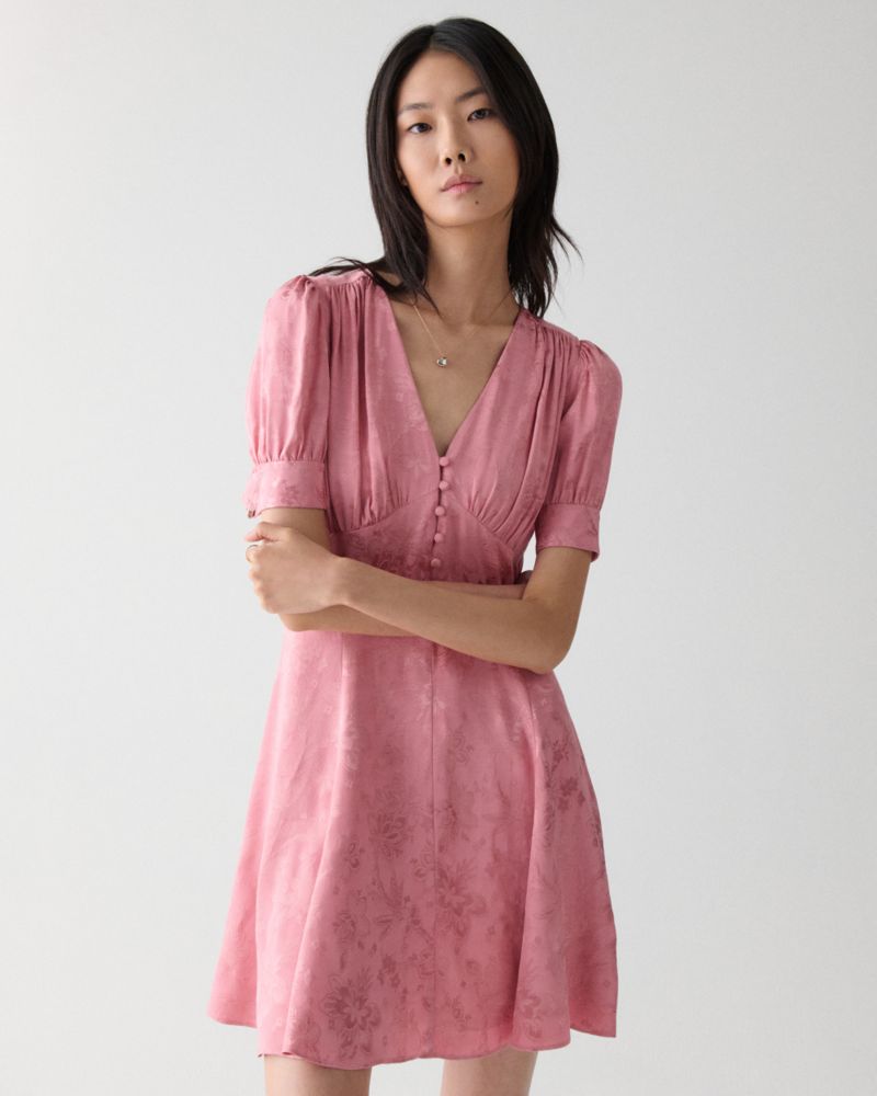 Kate Spade,Fluid Jacquard Puff Sleeve Mini Dress,