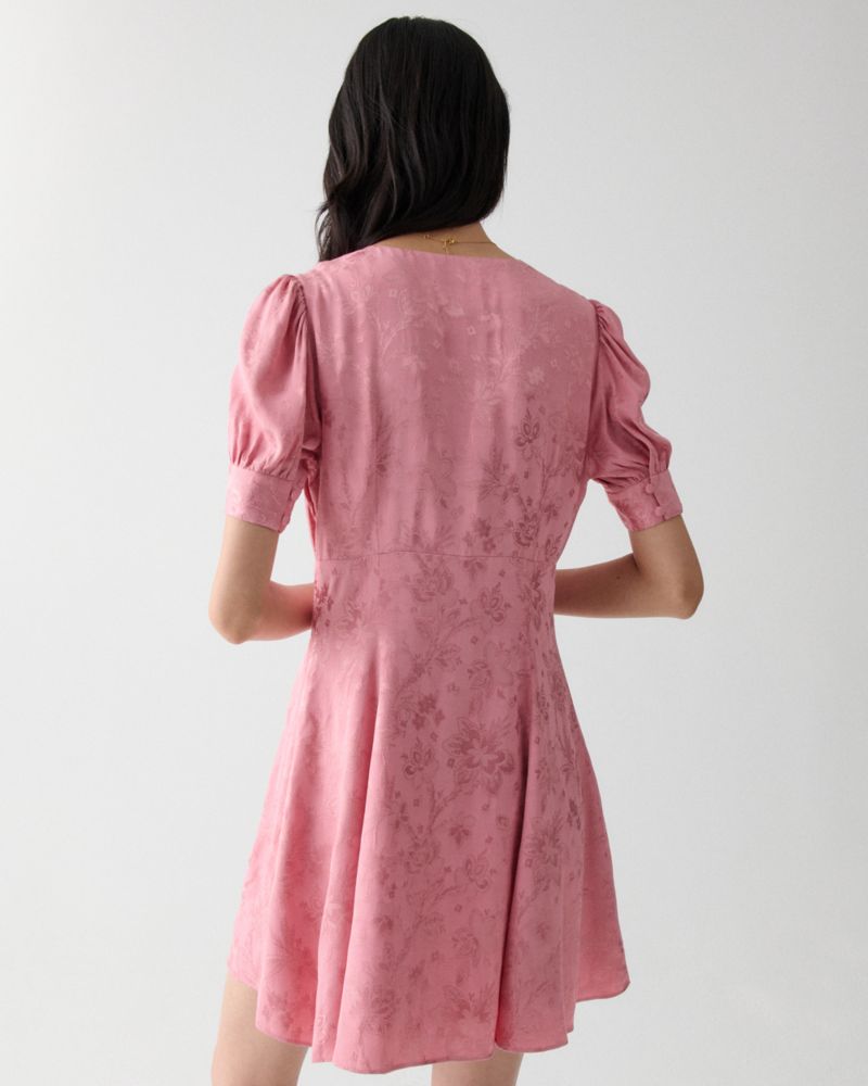 Kate Spade,Fluid Jacquard Puff Sleeve Mini Dress,