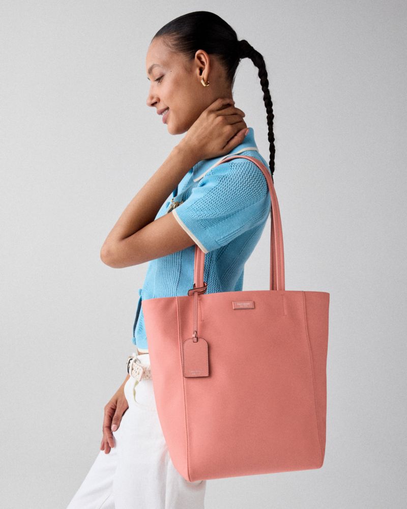 Kate Spade,On Purpose Ksnyl Large Tote Bag,Nylon,Tote,Pendant,Sustainable,Casual,Pink